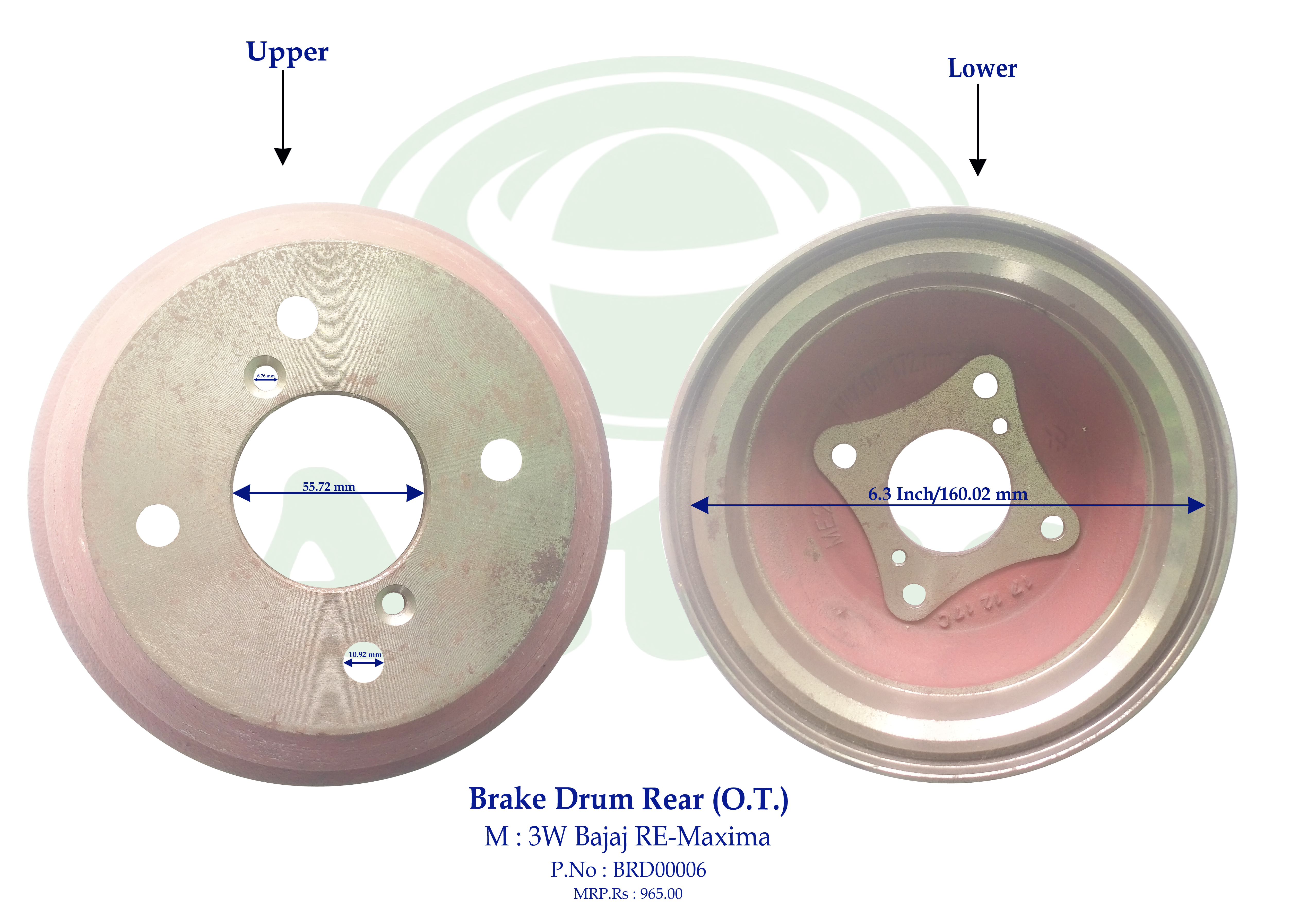 Brake Drum Rear (O.T.) 3W Bajaj RE-Maxima 4St N/M